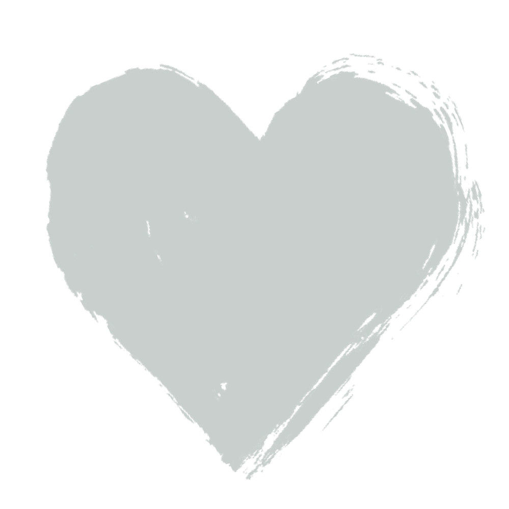 Grey heart-shaped paint swatch for Frenchic Shush Trim Paint