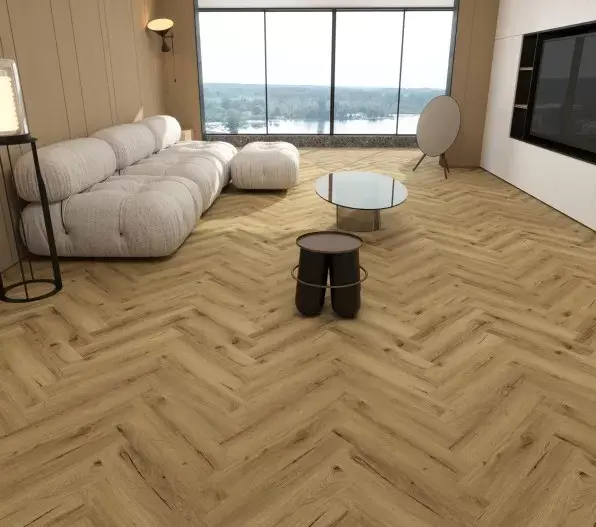 Kansas Oak 12mm laminate flooring in herringbone pattern