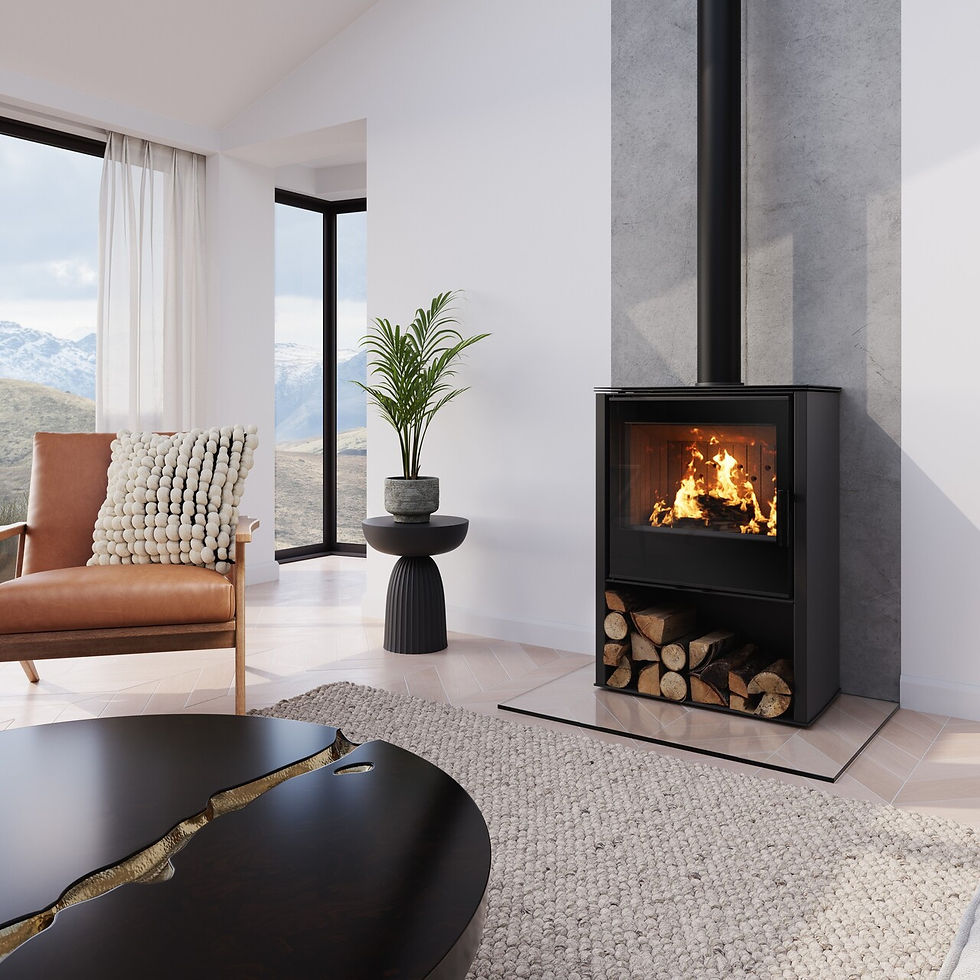 ACR Osprey 8kW wood burning stove in a modern living room