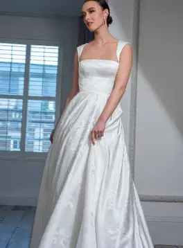 Freda Bennet white satin wedding dress