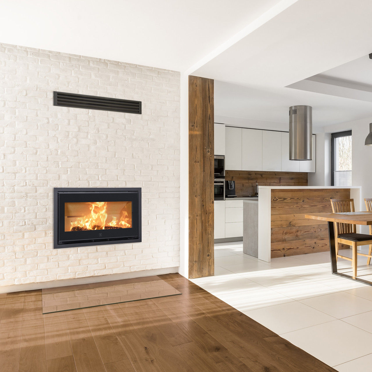 Scan Stoves 1006 VE 7kW Insert Stove in a modern living room