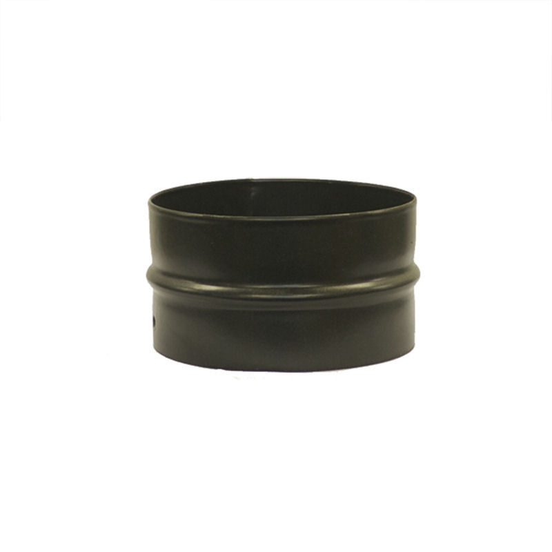 Matt black vitreous enamel 100mm double spigot flue pipe.