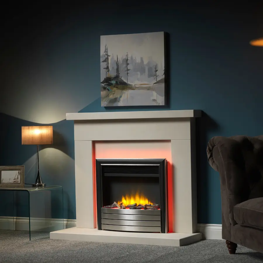 4D Ecoflame electric stove with satin and black finish