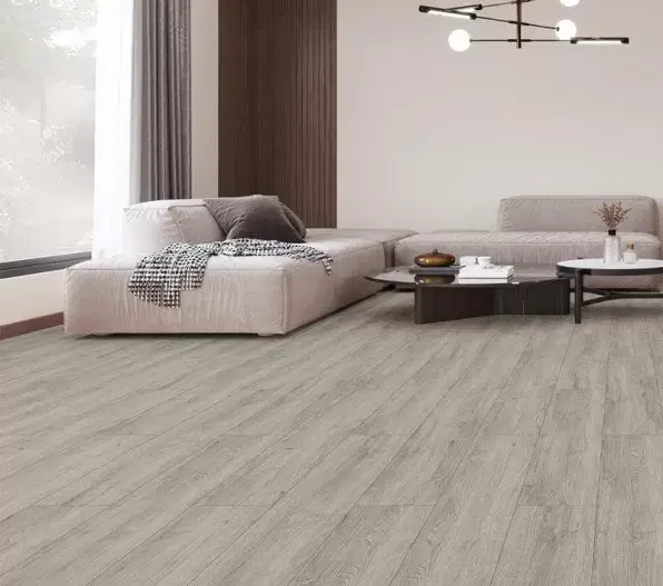 Modern living room with Kansas Oak 12mm laminate flooring