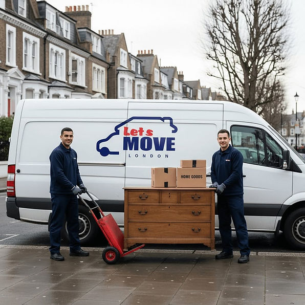 Let's Move London team loading furniture for house removals.