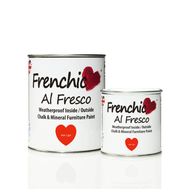 Thumbnail: Two cans of Frenchic Hot Lips Al Fresco furniture paint.