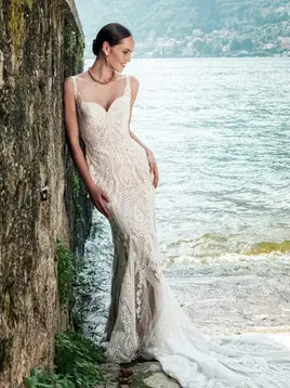 Madison James wedding gown by lake