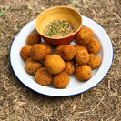 smoked ox-cheek arancini and Aji Panca