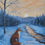 Thumbnail: Winter Fox Painting Original Acrylic Art 11x14 Snow Landscape Wildlife Fox