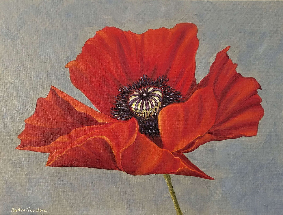 Thumbnail: Red Poppy Flower Painting on Stretched Canvas 