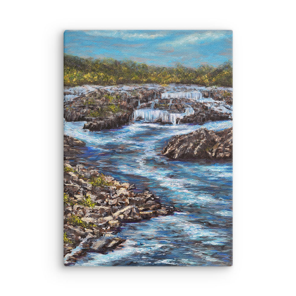 Thumbnail: Great Falls Virginia CANVAS PRINT of Painting | Waterfall Landscape Wall Art 