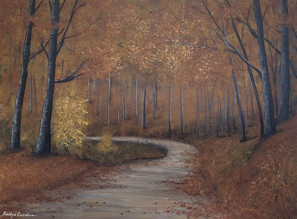 Original Fall Landscape Acrylic Painting | Path with Red Foliage | 12x16"