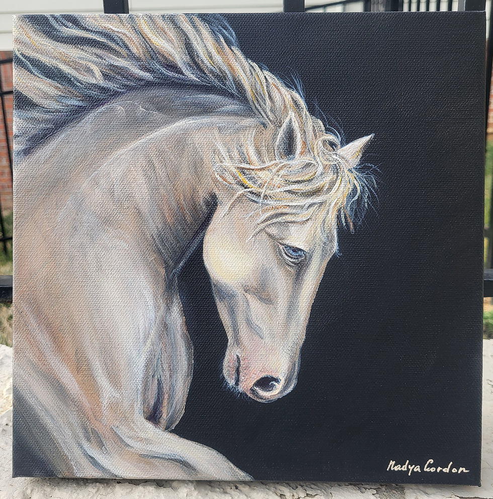 Thumbnail: Spirit of the White Stallion - Original Acrylic Painting, 10x10, Gallery Wrapped