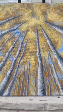 Thumbnail: Fall Aspen Trees Perspective Original Painting 
