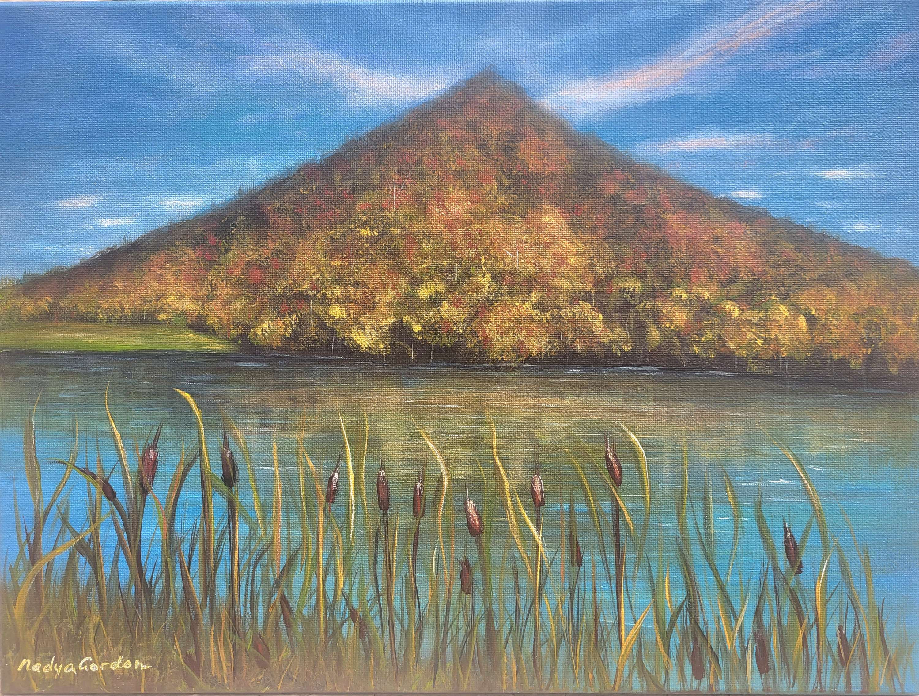 Flat Top Mountain and Abbott Lake at Peaks of Otter Painting 