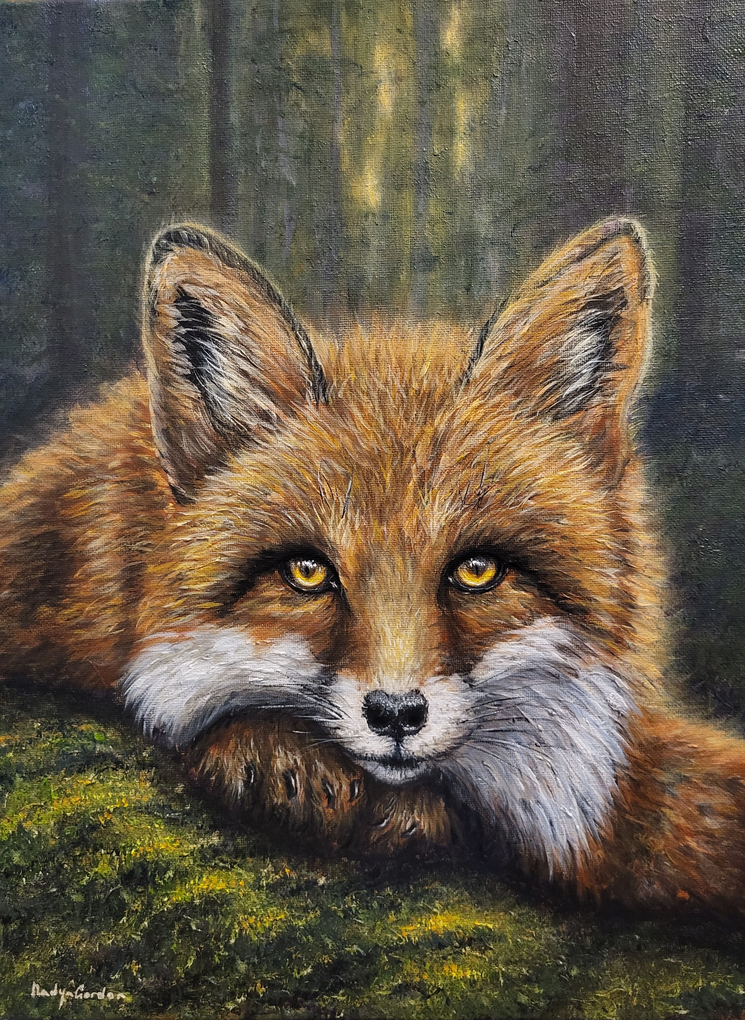 Red Fox Painting Original Acrylic on Canvas 12x16 Woodland Animal Art Forest 