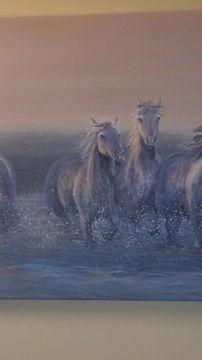 Thumbnail: Original Acrylic Painting of Camargue Horses Running Through Water  Painting