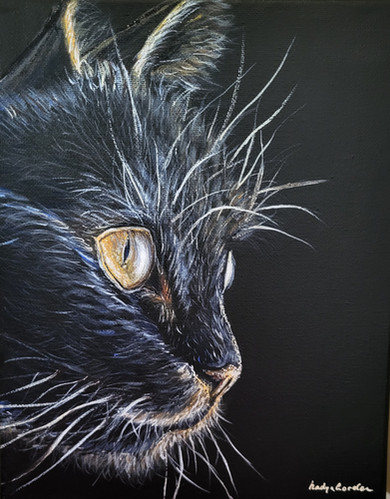 Black Cat Acrylic Painting – Original Art on Canvas, 8x10