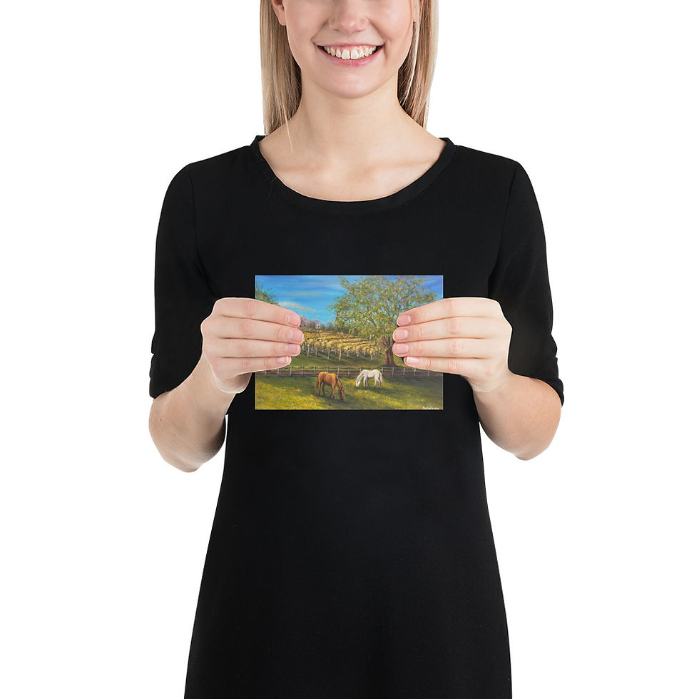 Thumbnail: Virginia Vineyard Landscape Horses PRINT of Painting Winery Farm Countryside