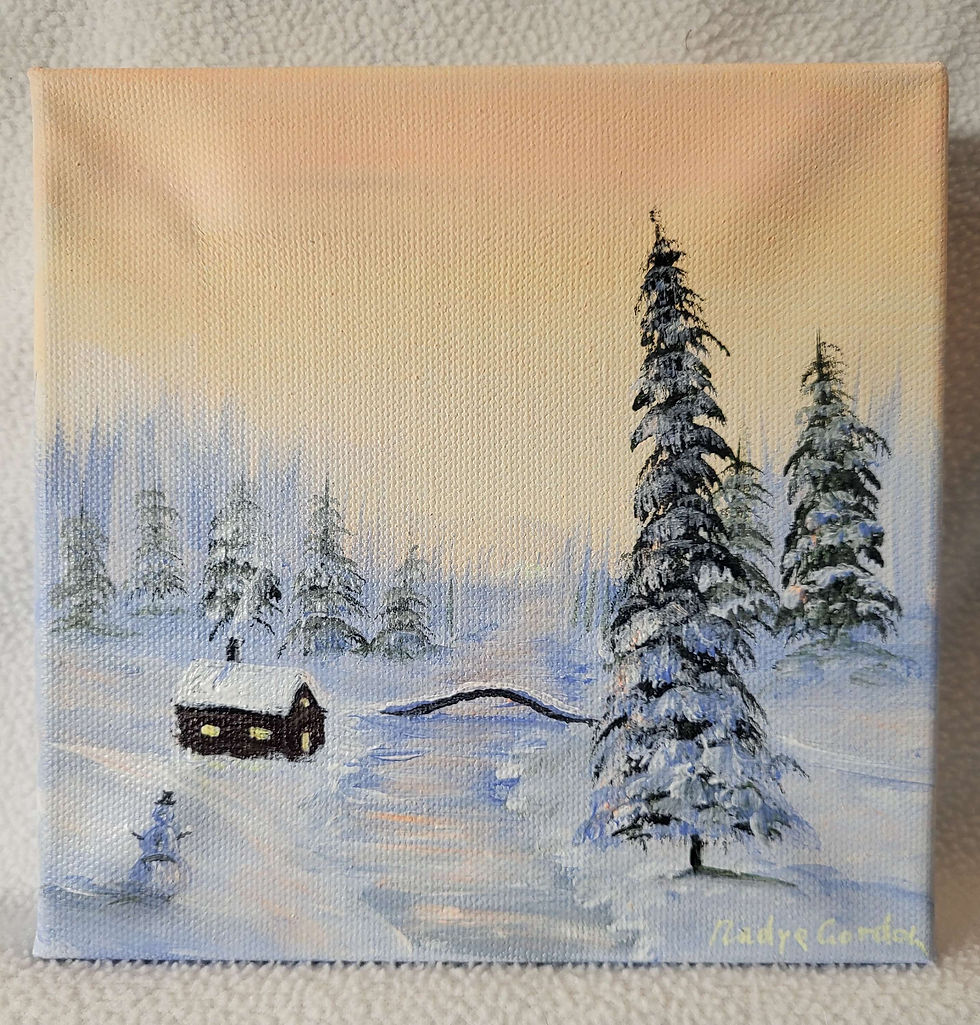 Thumbnail: Winter Landscape Original Acrylic Painting / Winter Painting/ Snow Scene