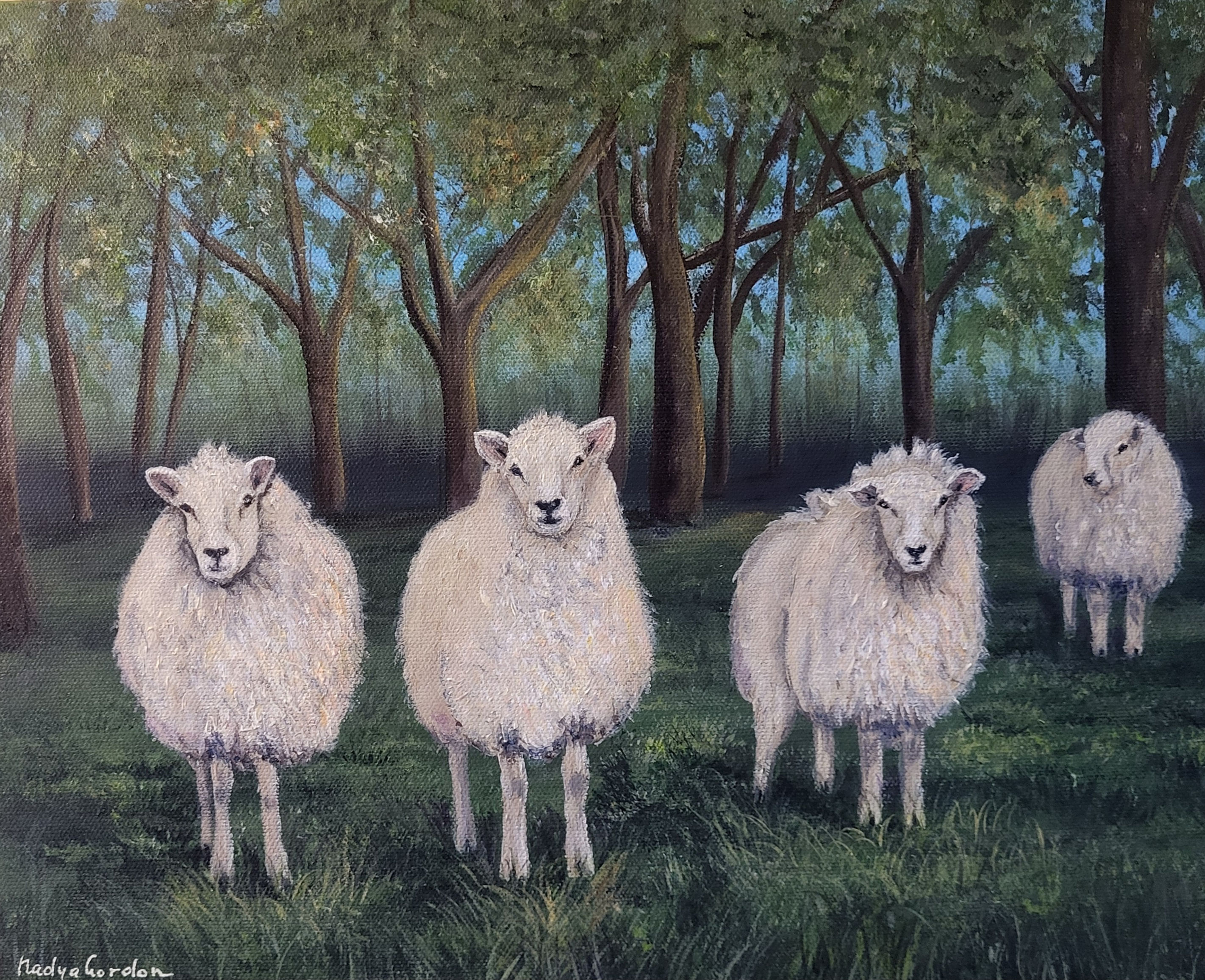 Sheep Painting by Nadya Gordon Original Acrylic Painting