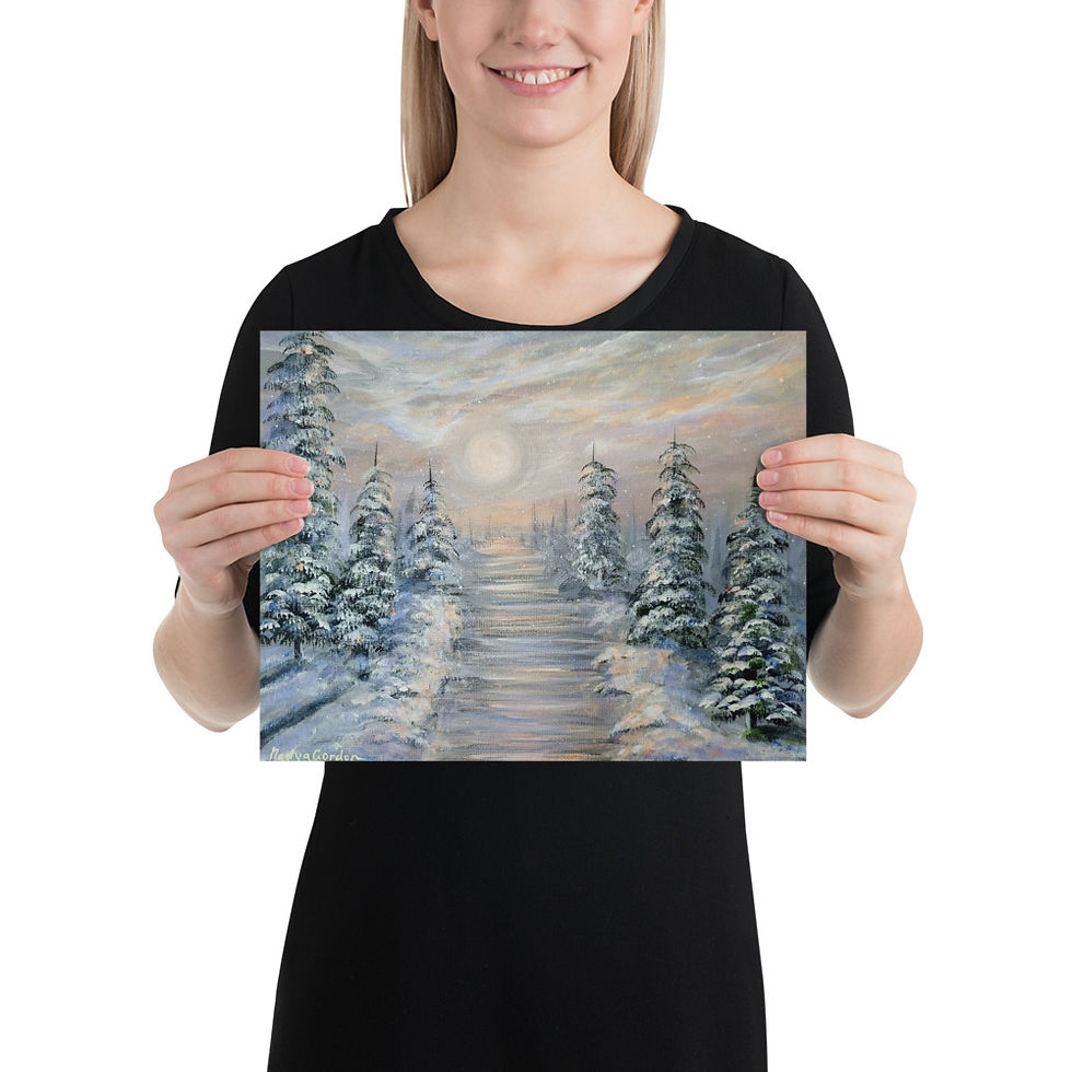 Thumbnail: Winter Sunset Snow Trees Print Poster of Painting