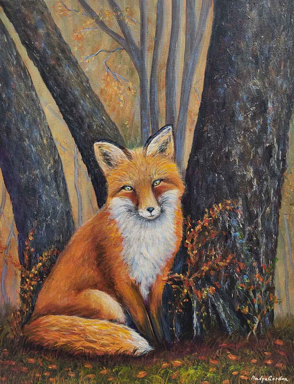 Autumn Guardian – Original Acrylic Red Fox Painting, 12x16 Wildlife Wall Art