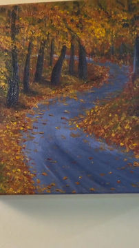 Thumbnail: Fall Landscape Forest Path Painting on Gallery Wrapped Stretched Canvas 