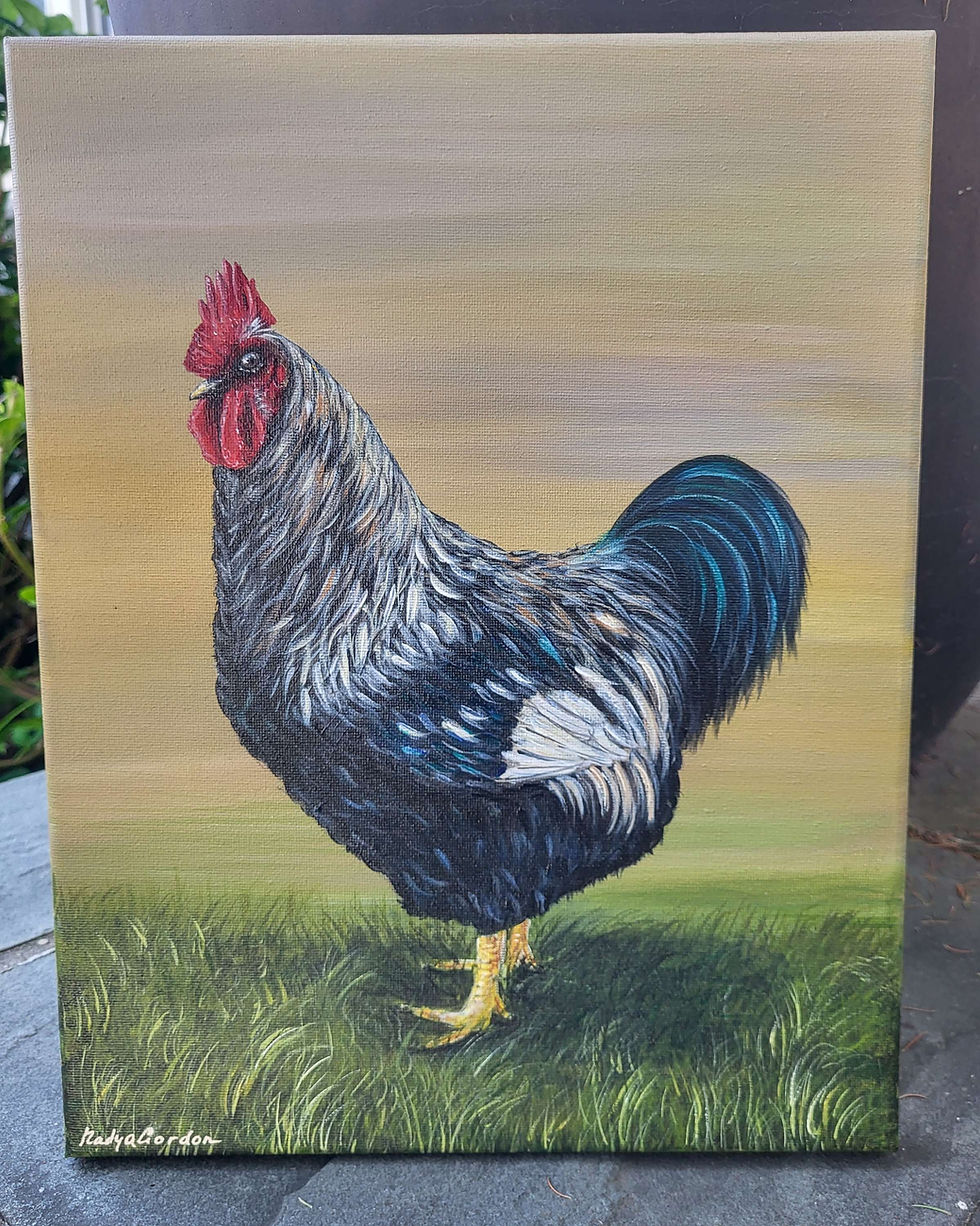 Thumbnail: Rooster Original Painting by Nadya Gordon 11x14 inches 