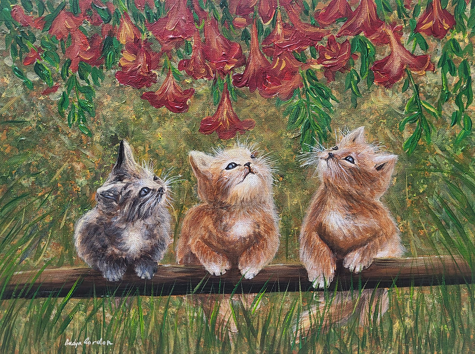 Thumbnail: Curious Kittens – Original 12x16 Acrylic Painting on Canvas
