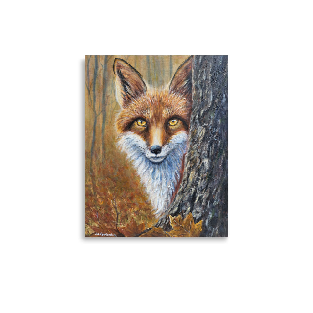 Print of Fox Painting, Red Fox Woodland Art, Wildlife Painting