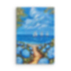 Thumbnail: Hydrangea Sailboats Beach Coastal Canvas Print of Painting 