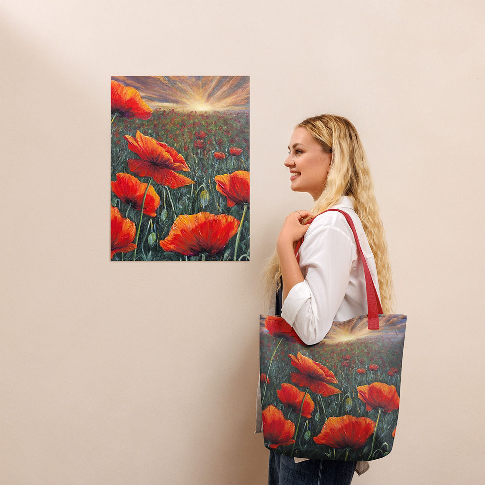 Thumbnail: Red Poppies Field Sunset Art Tote Bag