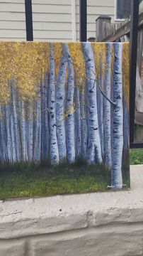 Thumbnail: Golden Birch Tree Forest Painting 12x16 inches 
