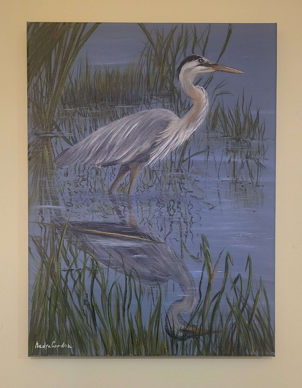 Thumbnail: Original Acrylic Painting of Great Blue Heron | 12x16 Inches |