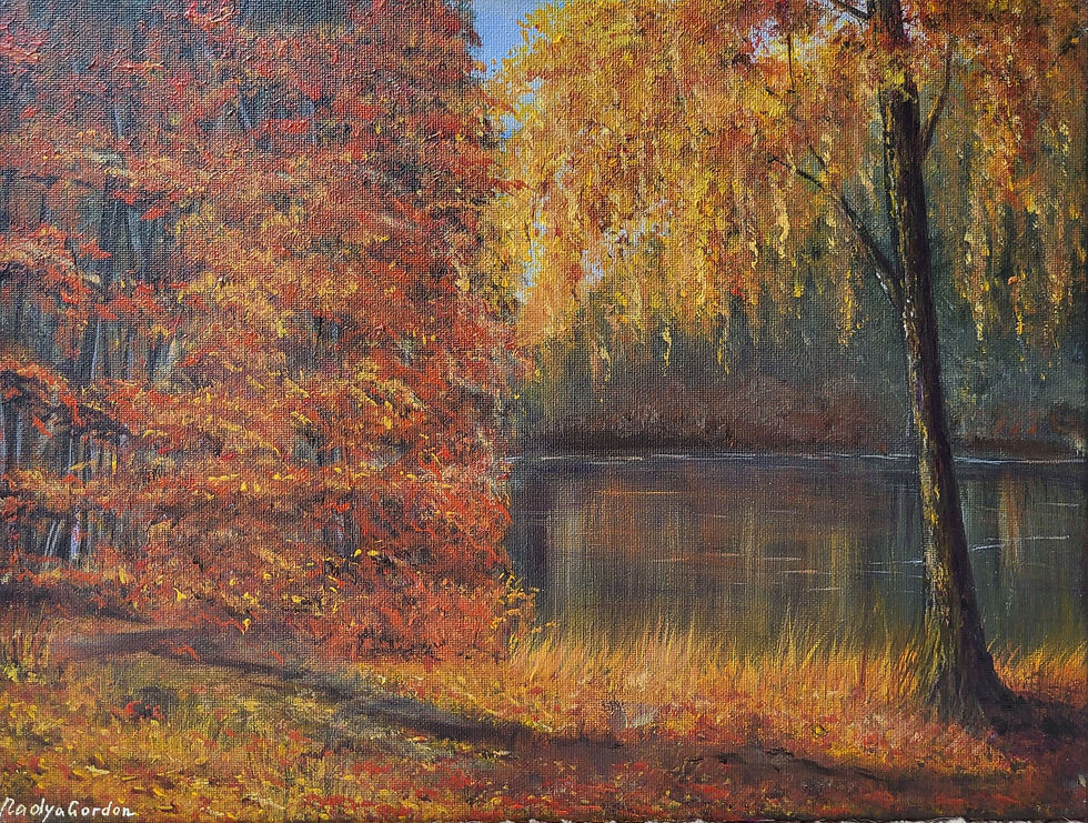 Thumbnail: Fall Path by a River Landscape Painting 