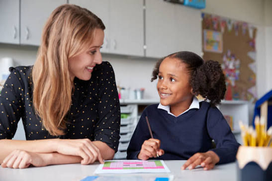 small group education with teacher and child