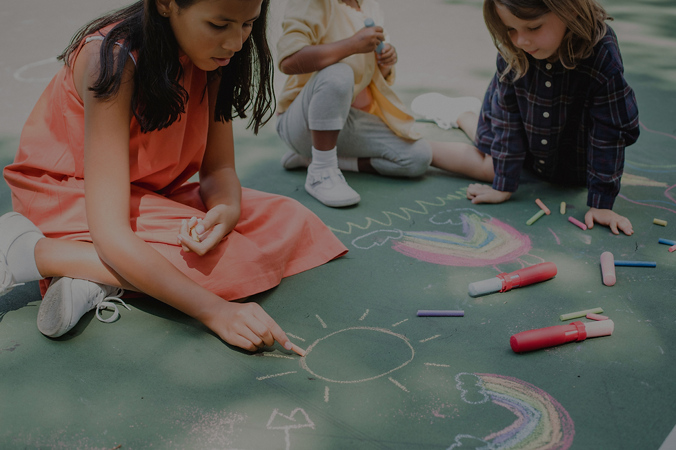 kids playing with sidewalk chalk