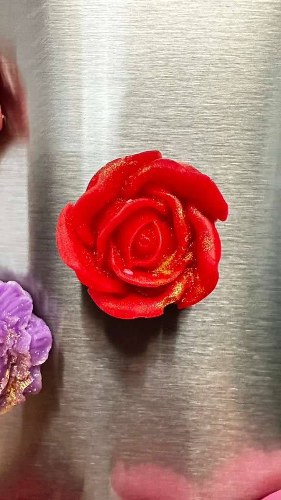 Thumbnail: Handmade floral and butterfly wax fridge magnets in vibrant colors