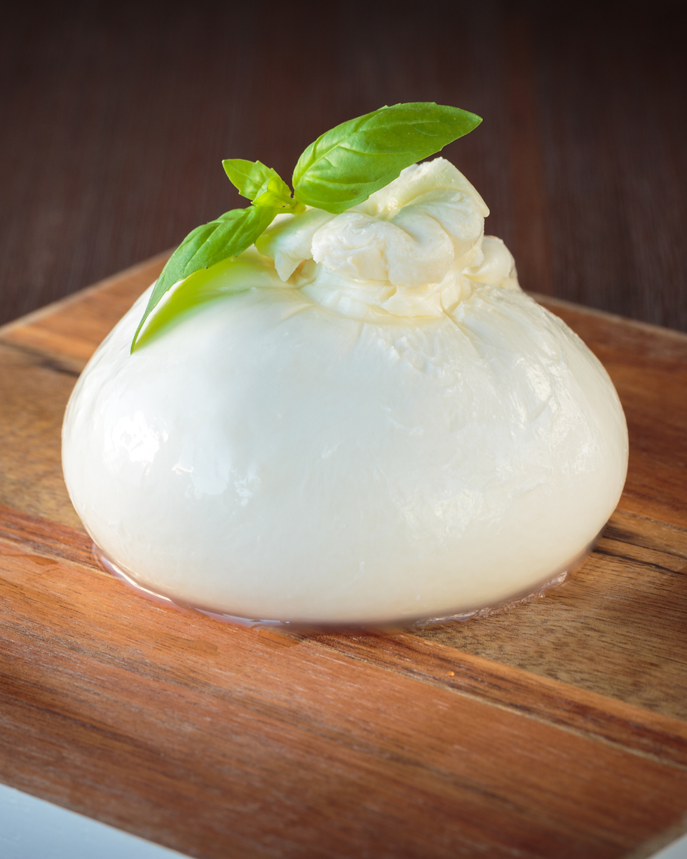 Fresh Burrata Cheese on Board