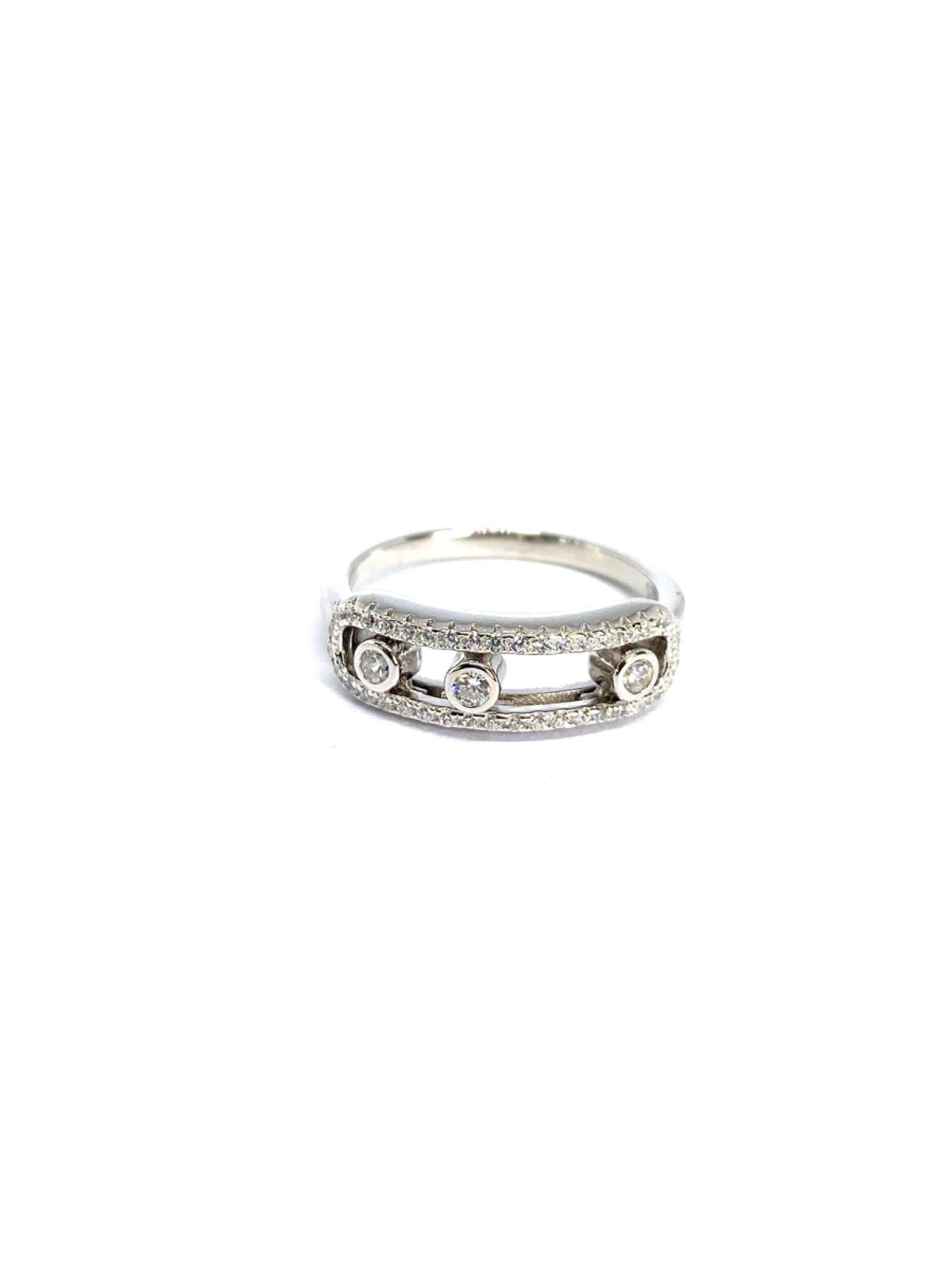 Ortası oynar taşlı mes yüzük, ithal