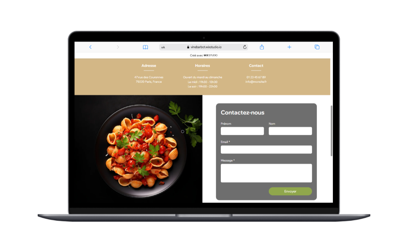 illustration du template en ligne sur un écran de PC portable ou mobile