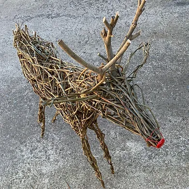 Christmas decoration, a willow reindeer made by June McEwan