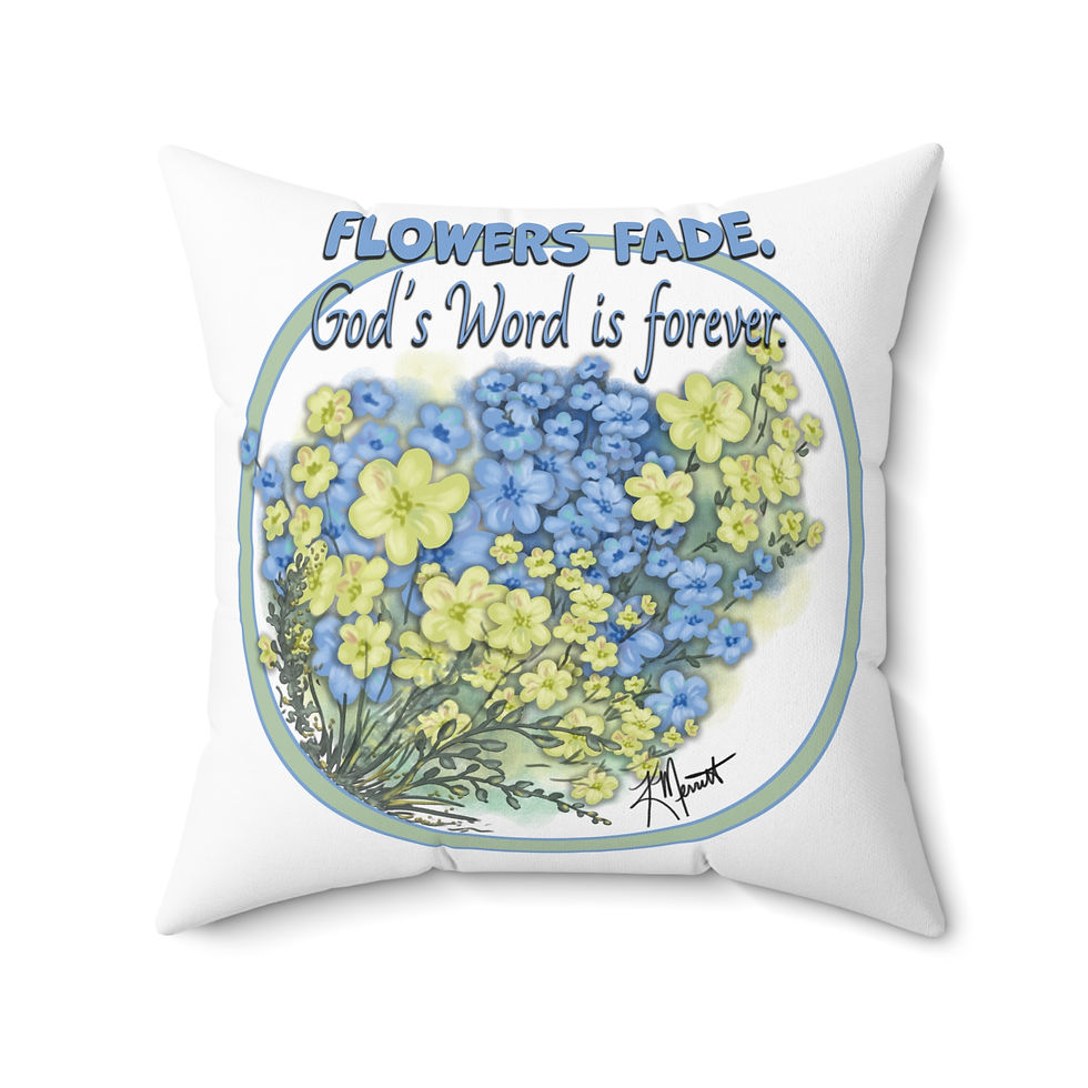 Thumbnail: Blue Flowers Fade Spun Polyester Square Pillow