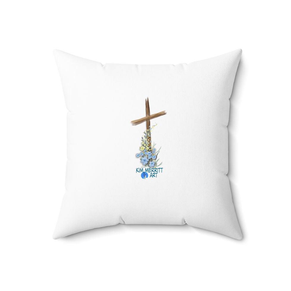Thumbnail: Blue Flowers Fade Spun Polyester Square Pillow