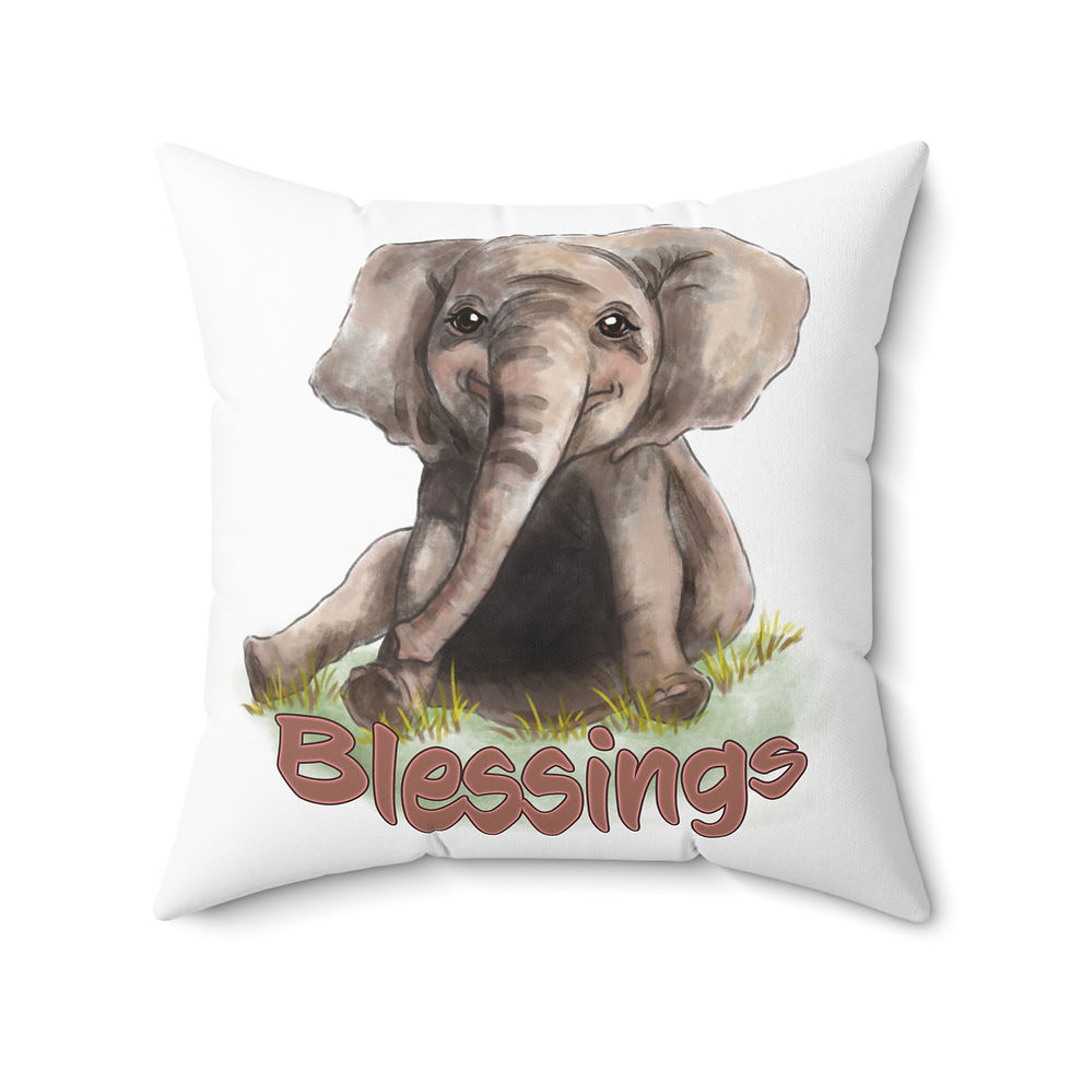 Thumbnail: Elephant Blessings Spun Polyester Square Pillow