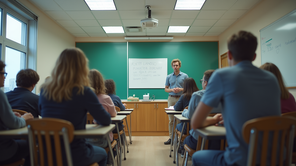 Eye-level view of a classroom with students attending a math tutoring session
