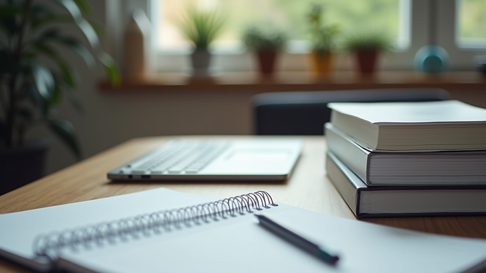 Close-up view of science textbooks and notes on a study table
