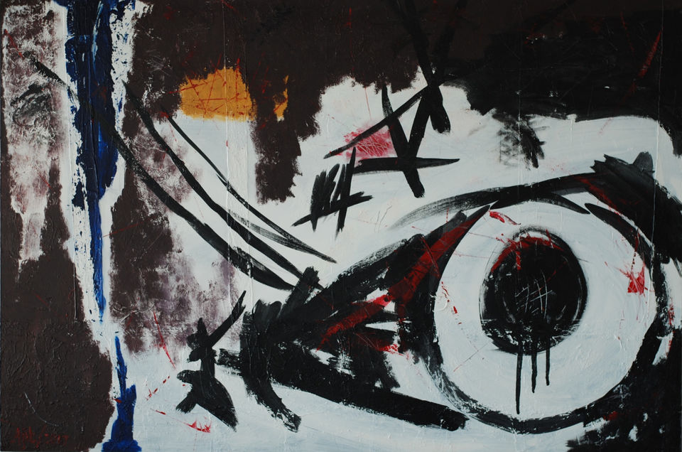 Acrylic on canvas 4ft x 6ft
Painted in pain