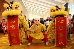 Twin Lion Dance with Mascot